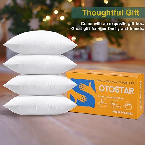 Miniatura 6 de OTOSTAR Paquete de 4 rellenos de almohada, 12 x 20 pulgadas, cojines rectangulares interiores, suaves, esponjosos, rellenos de cojín decorativos
