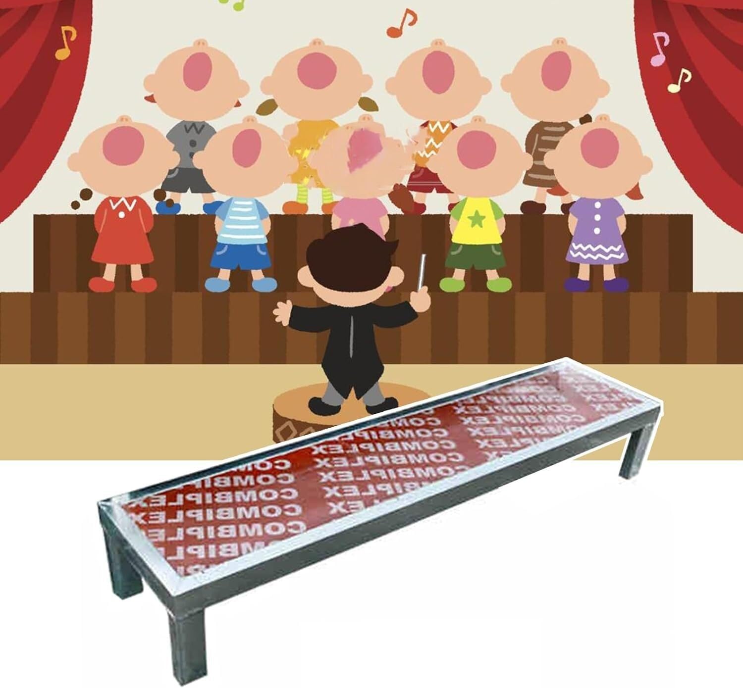 VUIKLCty Portable Choir Risers – Stage Platforms Suitable For Choral Performances 128 X 30 X 20 Cm