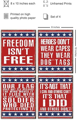 Miniatura 2 de Patriotic Wall Decor Set Prints - American Flag Wall Art - Military Decor - Gift for Veterans, Marine Corps, Army, Air Force, Navy, Coast Guard,