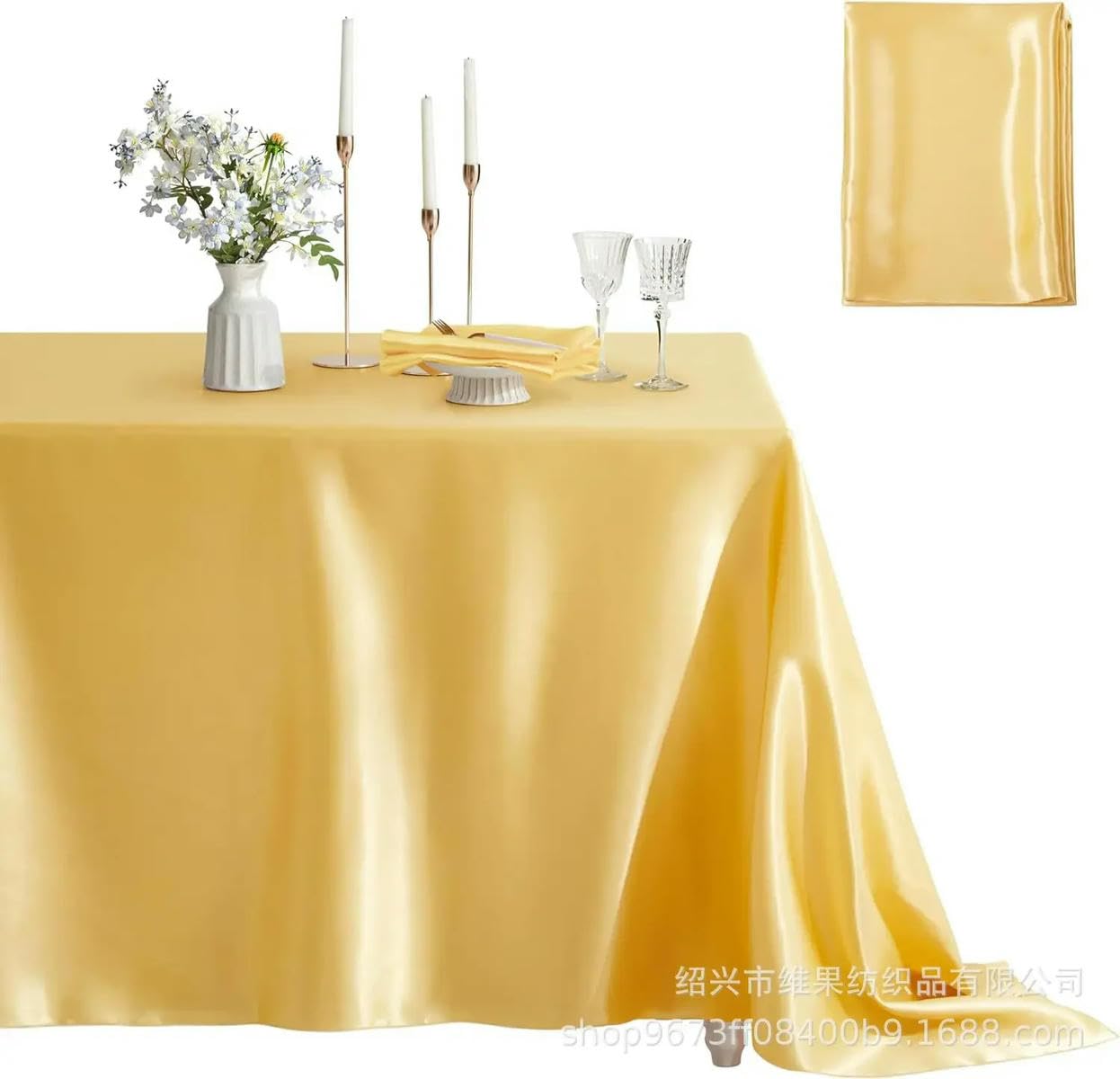 Mantel de satén Verde, Cubierta de Mesa para Fiesta de Boda, Banquete de Boda, Restaurante, Festival, Fiesta, Comedor, decoración-dorado-145x260cm