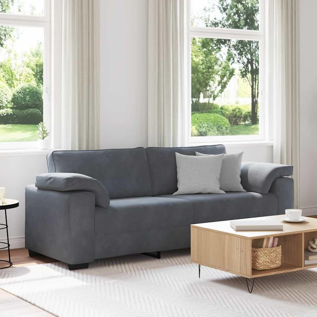 Homgoday Sofá de 3 plazas de Terciopelo Gris Oscuro 178 cm Sofá Moderno para Sala de Estar/Dormitorio/Oficina, Fácil Montaje Sofá Pequeño