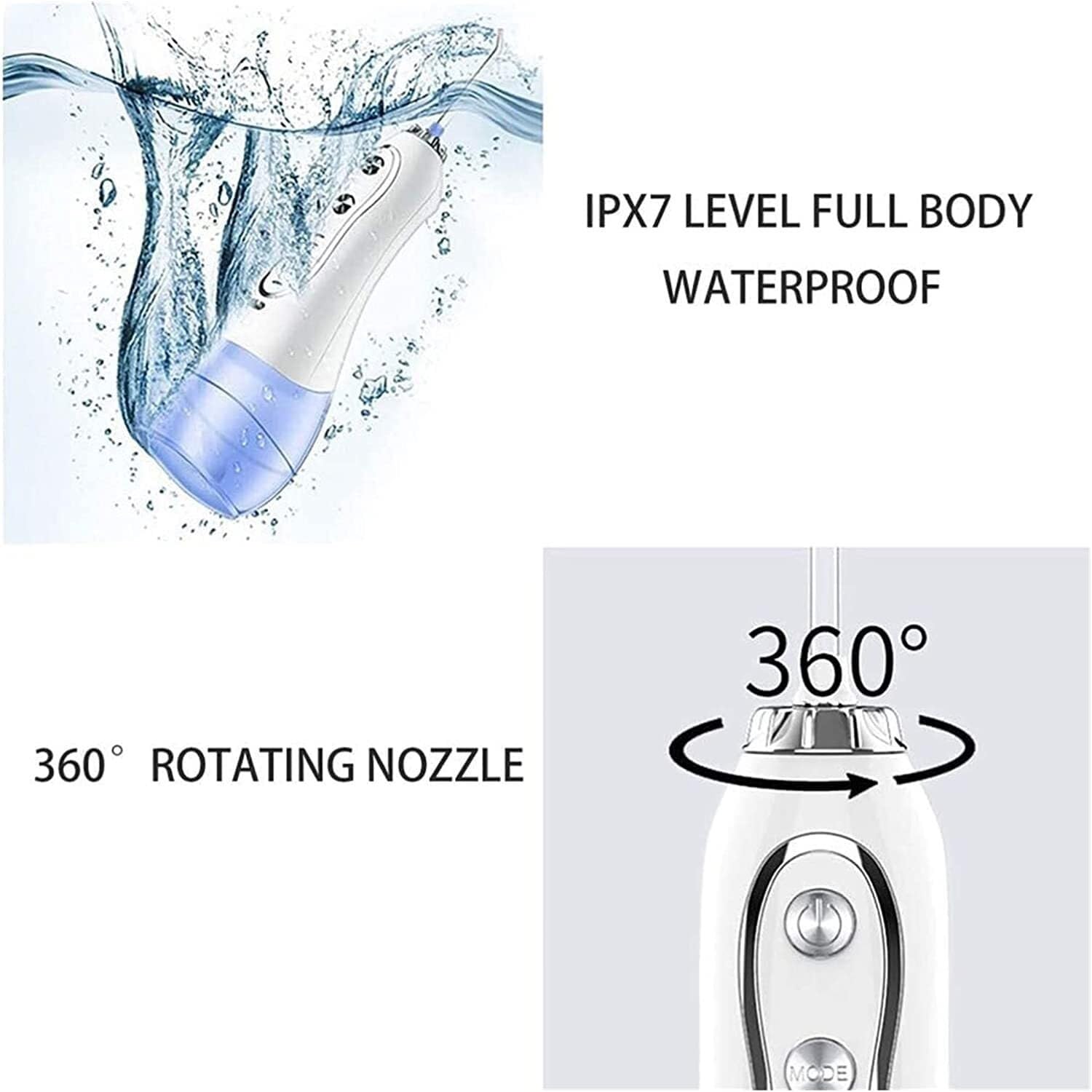 GeRRiT Idropulsore dentale senza fili Irrigatore orale - 300ML Portatile e ricaricabile IPX7 Impermeabile 5 modalità Idropulsore con serbatoio dell'acqua lavabile for casa e viaggio, Cura di apparecch