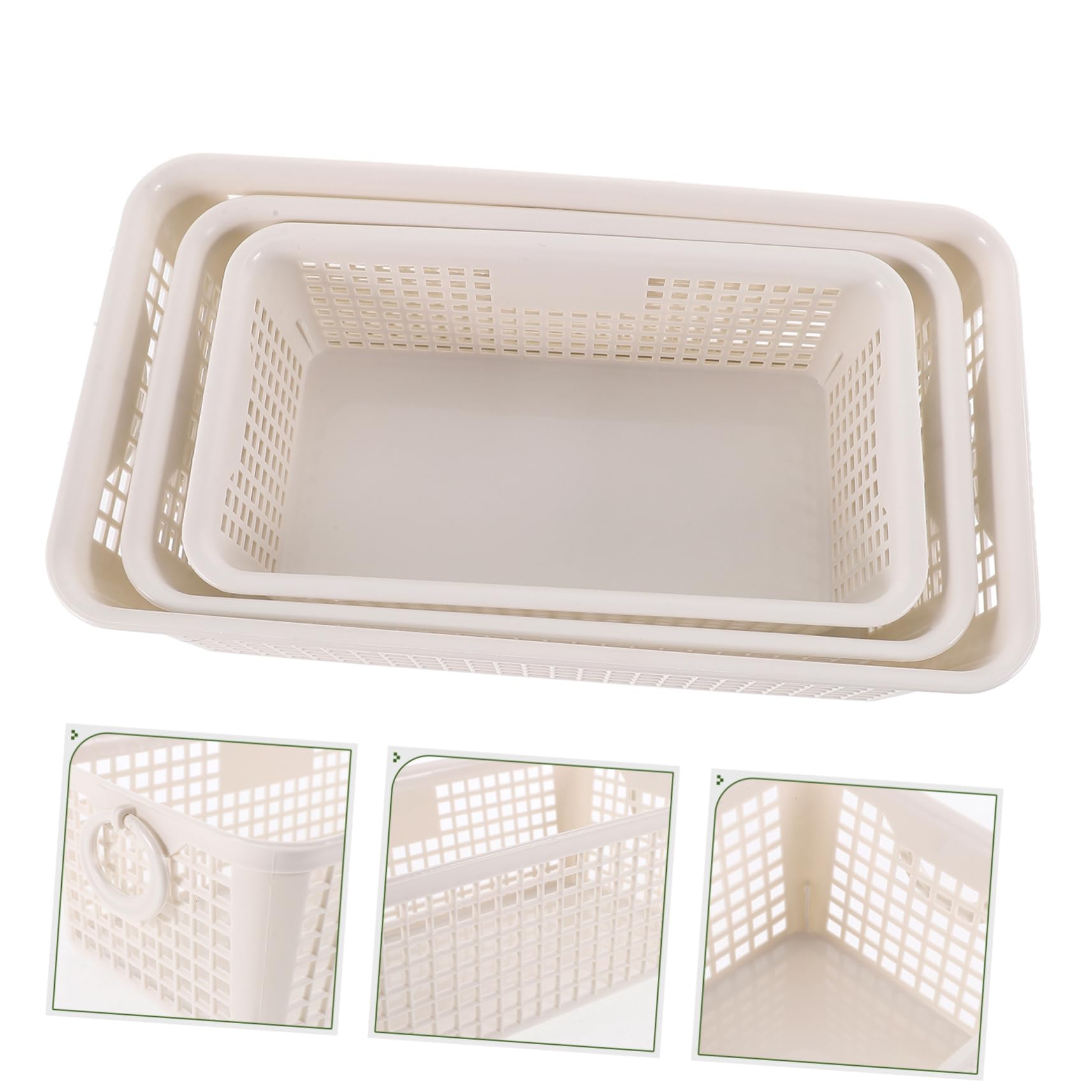 Cabilock 2 Series Cesta De Almacenamiento Plástica Apilable Con Organizador De Escritorio Con Asas Para Baño Cocina Y Armario Capacidad Grande Para Objetos Pequeños 3 Piezas X 2