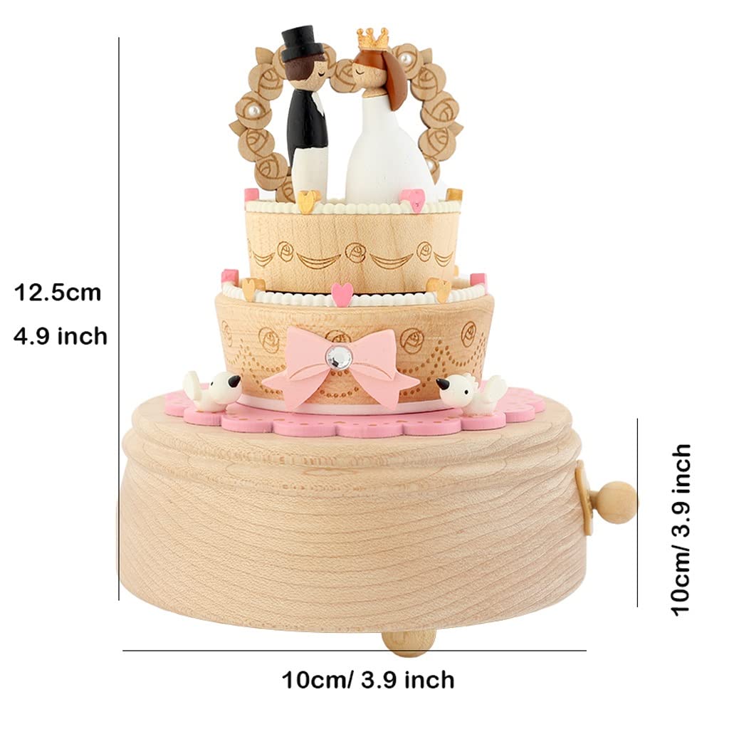 Custodia Musicale per Decorazioni Music Box di legno, Musical Box figura della torta Matrimonio coppia, Music Box for il compleanno regalo festa della donna ragazze di nozze San Valentino Carillon