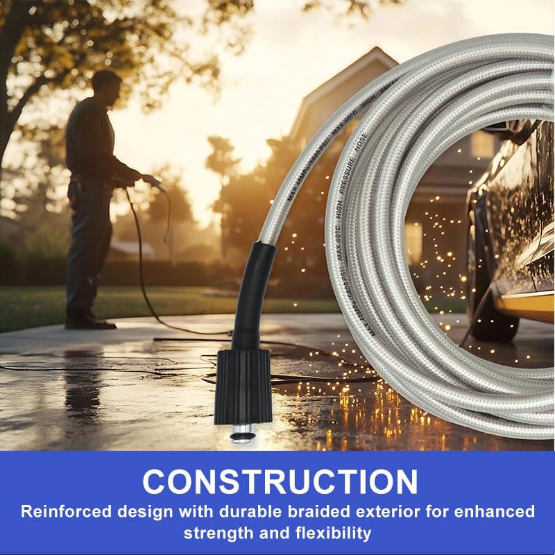 32-Foot High-Pressure Washer Hose, 1/4-Inch Quick Connect, Replacement for Greenworks 5200402, Compatible with All High-Pressure Washers Up to 2000 PSI