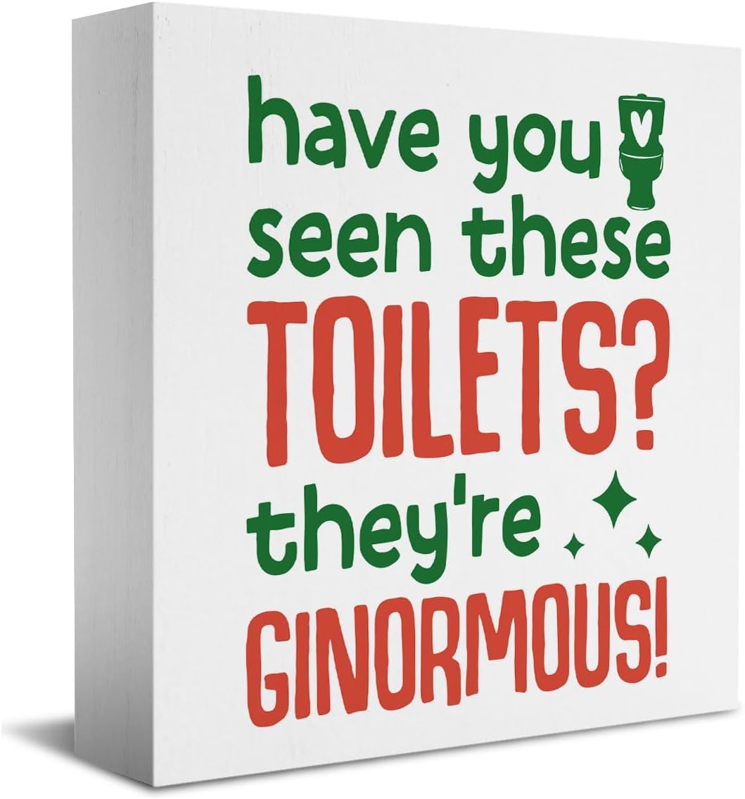 Funny Bathroom Box Sign 7x7 Inch Toilet Quote Decorative Shelf Decor