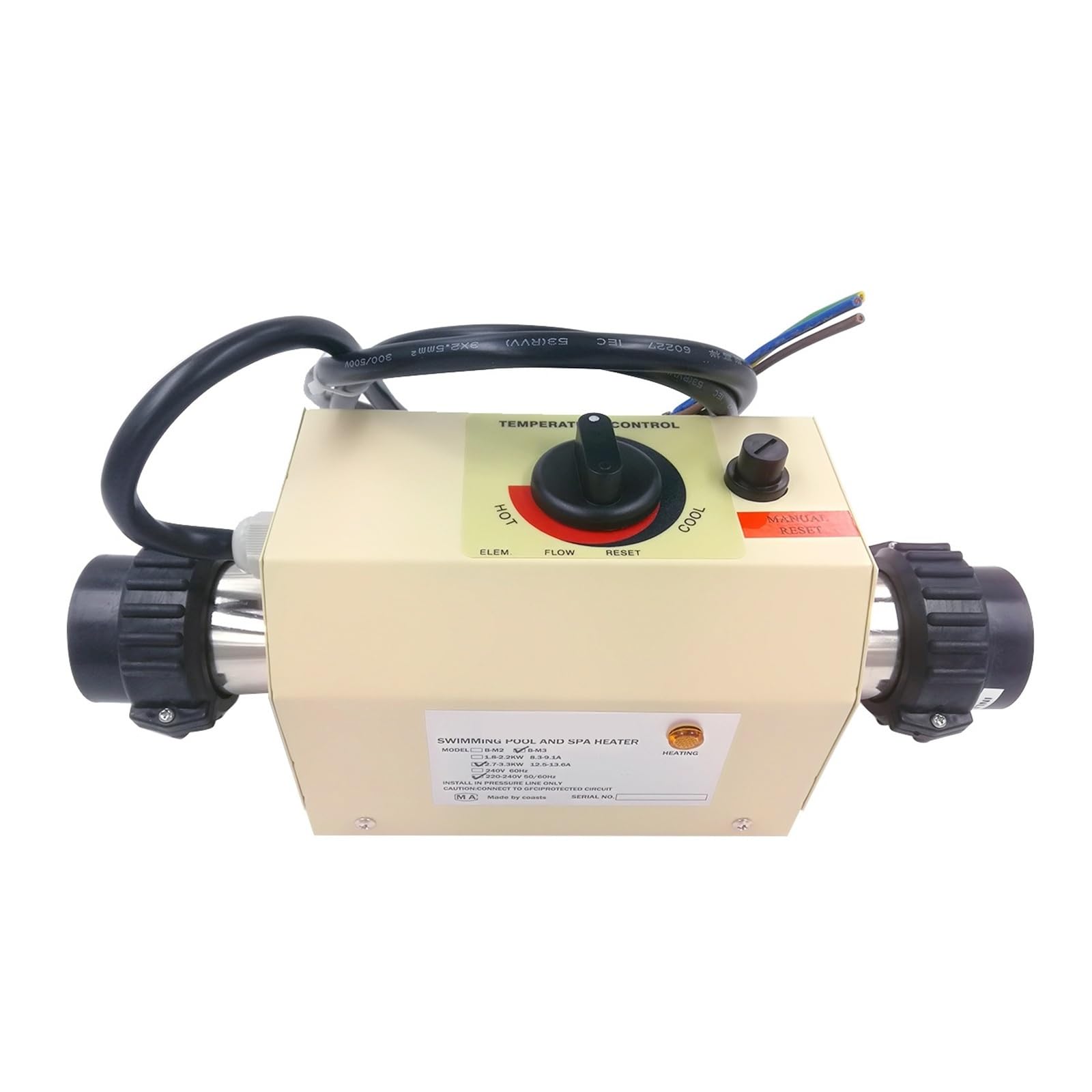 Termostato for Calentador de Agua eléctrico de 3 kW for Piscina, bañera de hidromasaje y masajes. para SPA, bañera(Imperial 48mm)