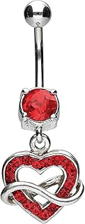 piercing ventral de acero quirúrgico con diseño de latón corazón y signo de infinito - Bananabell Piercing en 4 elegantes colores