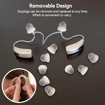 10pcs Hearing Aid Power Domes, Medium 10mm Silicone Ear Tips Double Layer Closed Type Domes Replacement Resound Accessories for Seniors (Black)