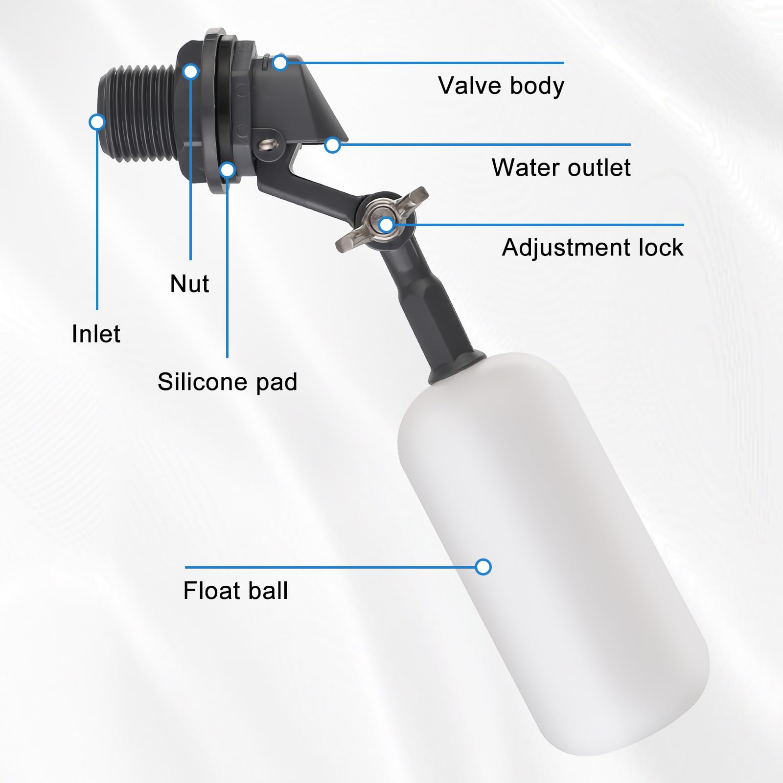 Valvola A Galleggiante 1/2" – Set Di 2 Galleggianti In Ottone Con Galleggiante In Plastica E Braccio Regolabile Valvola Universale Per Serbatoi D'acqua E Abbeveratoi Riempimento Automatico Affidabile - Foto 3