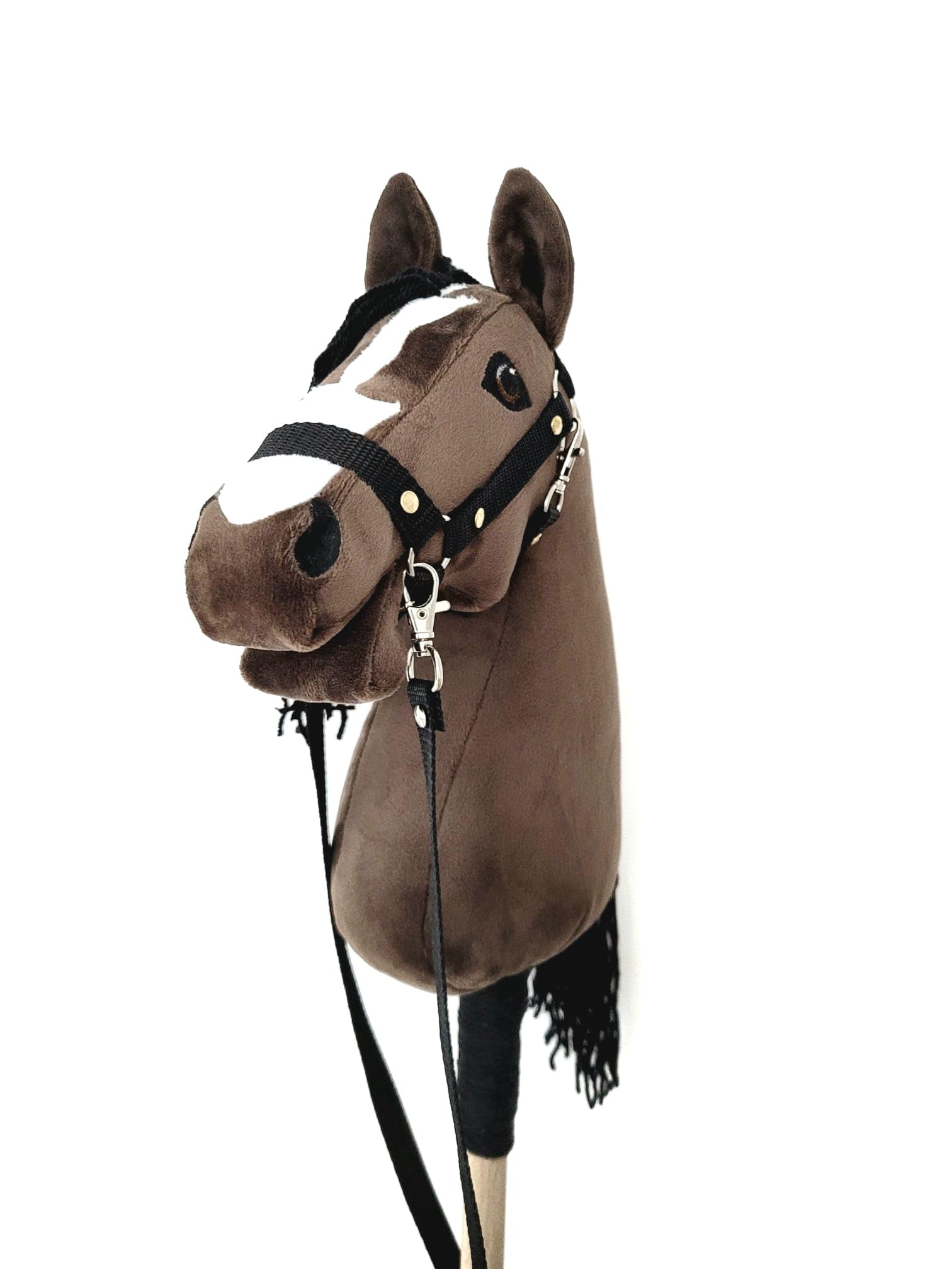Steckenpferd A4 (Pferd auf einem Stock) Hobby Horse A4 komplett mit Kantar wie auf dem Foto (Dunkelbraun)