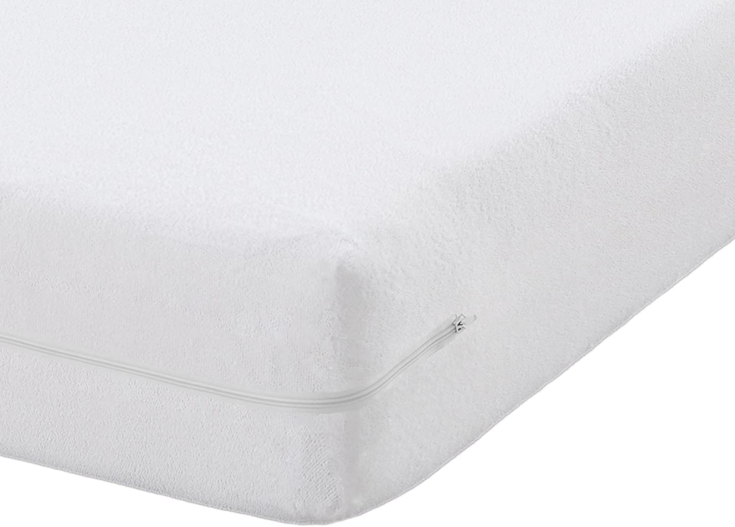 Funda de Colchón Elástica Rizo Algodón con Cremallera Aitana de Belnou Color Blanco Talla Cama 180 - Dhestia Home