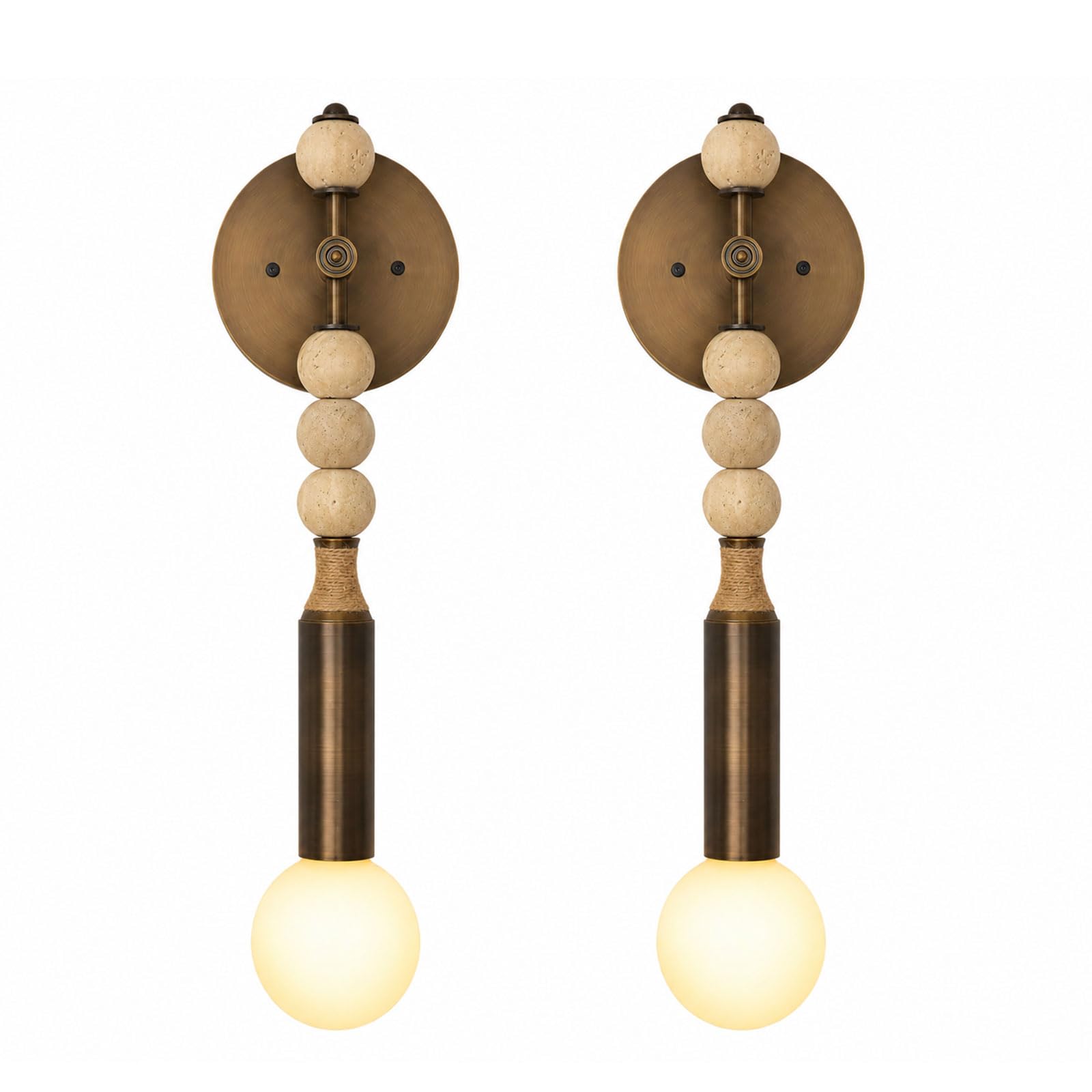 Ioedhw Yellow Travertine Material Vintage Marble Wall Sconce Vertical Stacked Natural Stone Wall Lamp