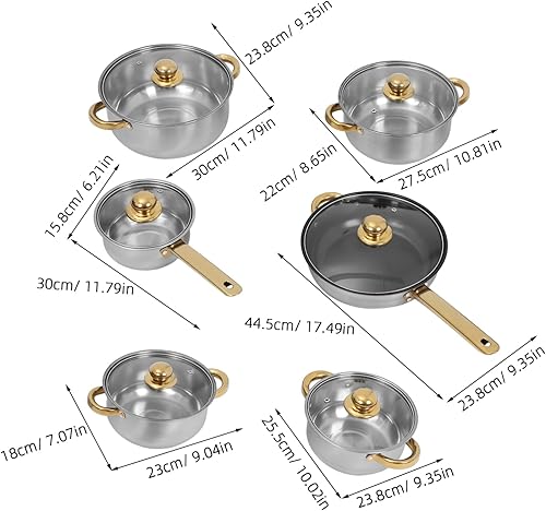 Miniatura 2 de Uonlytech Juego de utensilios de cocina de acero inoxidable con asas desmontables, ollas y sartenes compatibles con inducción para cocinar en el