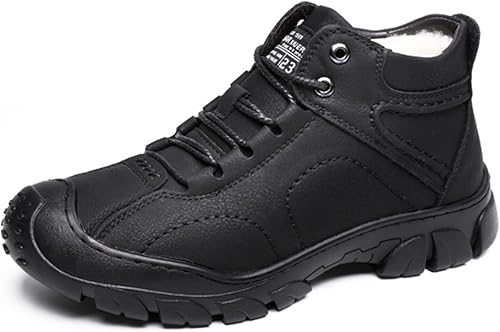 PURCHAWEE Botas de nieve de cuero cálido para hombre antideslizantes buen soporte de arco senderismo exteriores cómodas camping senderismo mochilero