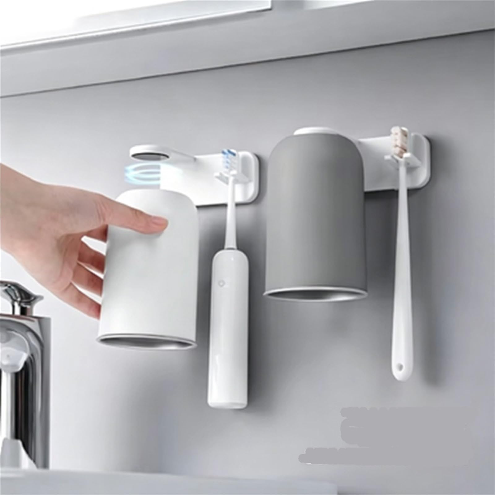 1Pcs Suction Mouthwash Cup Toothbrush Holder Stainless Steel Wall Hanging Without Punching para Ducharse,Cepillarse Los Dientes