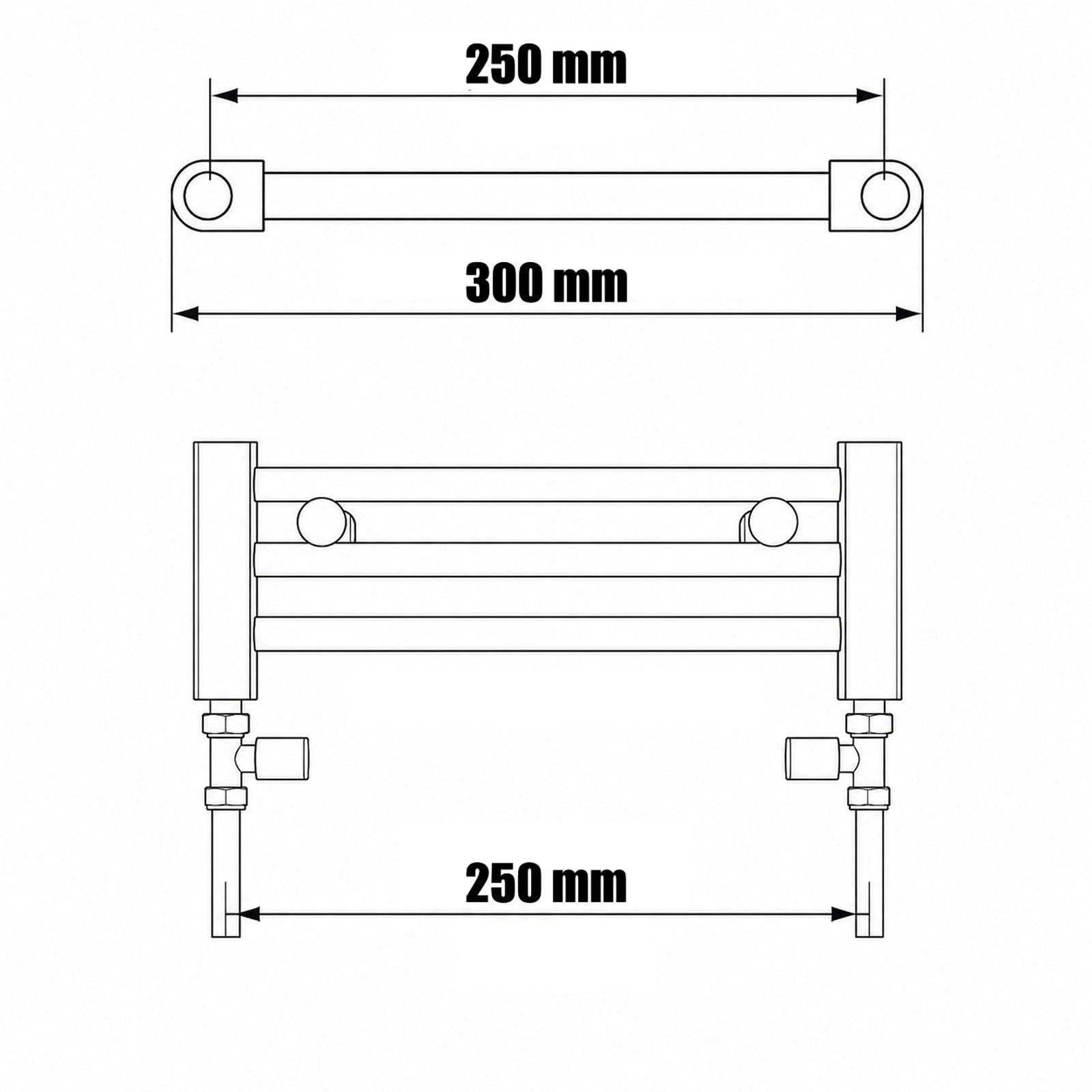 Radiador Toallero Cromado 300 x 1200 mm para Calefacción Central, Acero