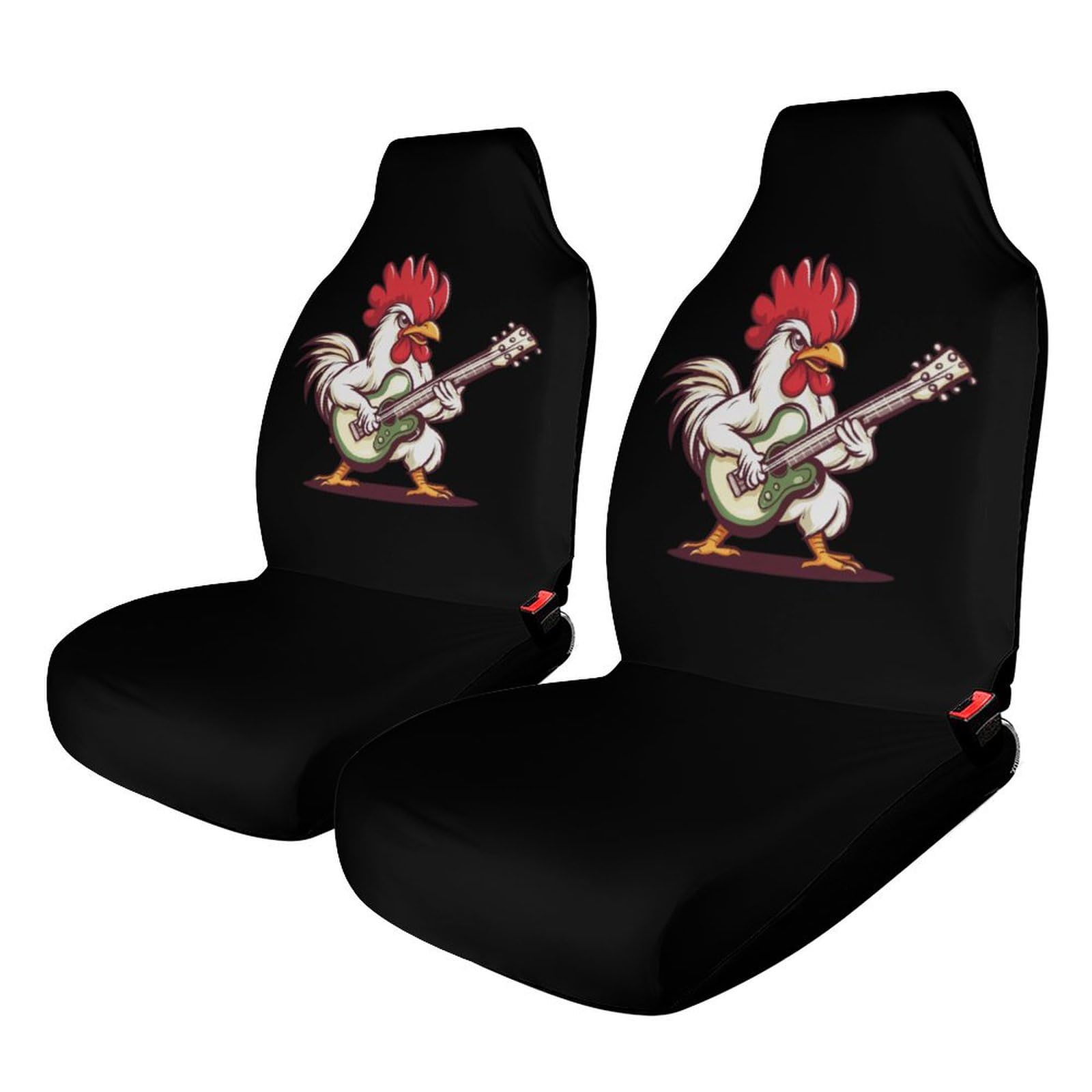 Rooster Playing Guitar Car Seat Covers Universal Car Front Seats Protector Auto Interior Accessories 2PCS