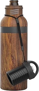BottleKeeper X - Double Walled Vacuum Insulated Bottle with a Bottle Opener Built into the Tethered Cap - 12oz Longneck - Protects & Keeps Your Beer Cold Up To 6 Hours (Maple)