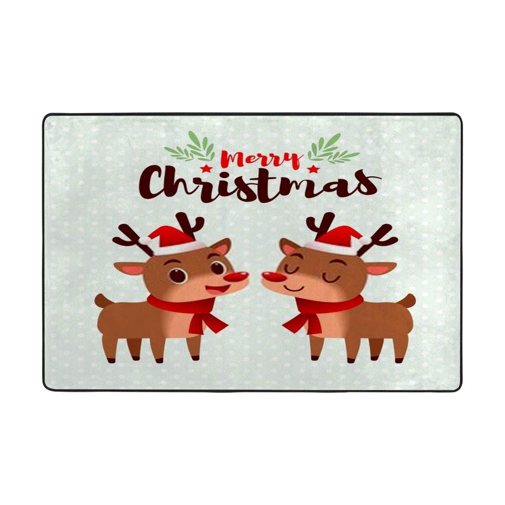 Tapis de maison CHEHONG grand format 80X58 pouces au motif de cerf de Noël chic