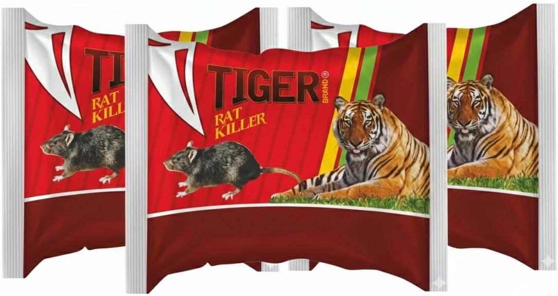 Tiger Rat Killer, Concentrated Rodent Control Bait, Fast Acting Formula for Agricultural and Non-Inhabited Areas (10 Gram Pack, 5, Count)