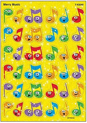 TREND ENTERPRISES, INC. Merry Music Sparkle Stickers, 72 ct