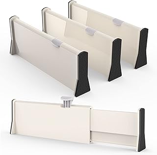 Siasky 4 Pack Drawer Dividers, 4" High and Length Expandable from 11-17", Adjustable Drawer Organizer, Use for Bedroom, Ba...