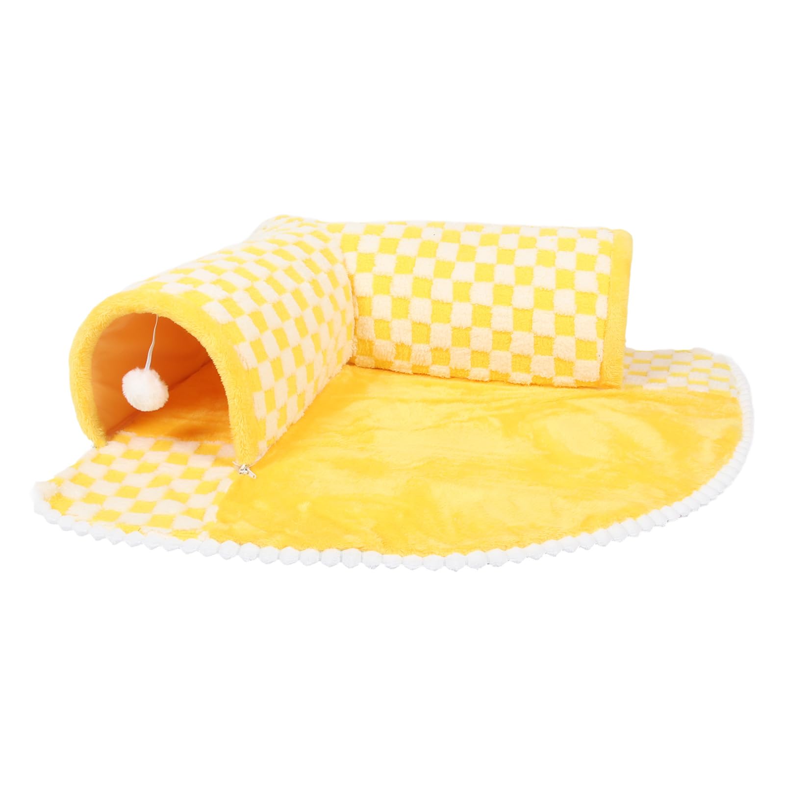 2 Piezas de Alfombra para túnel de Gato, Cama de Felpa Desmontable y Lavable para Gatos, Cama-túnel Suave y Plegable con cojín Desmontable para Gatos de Interior, Acogedor