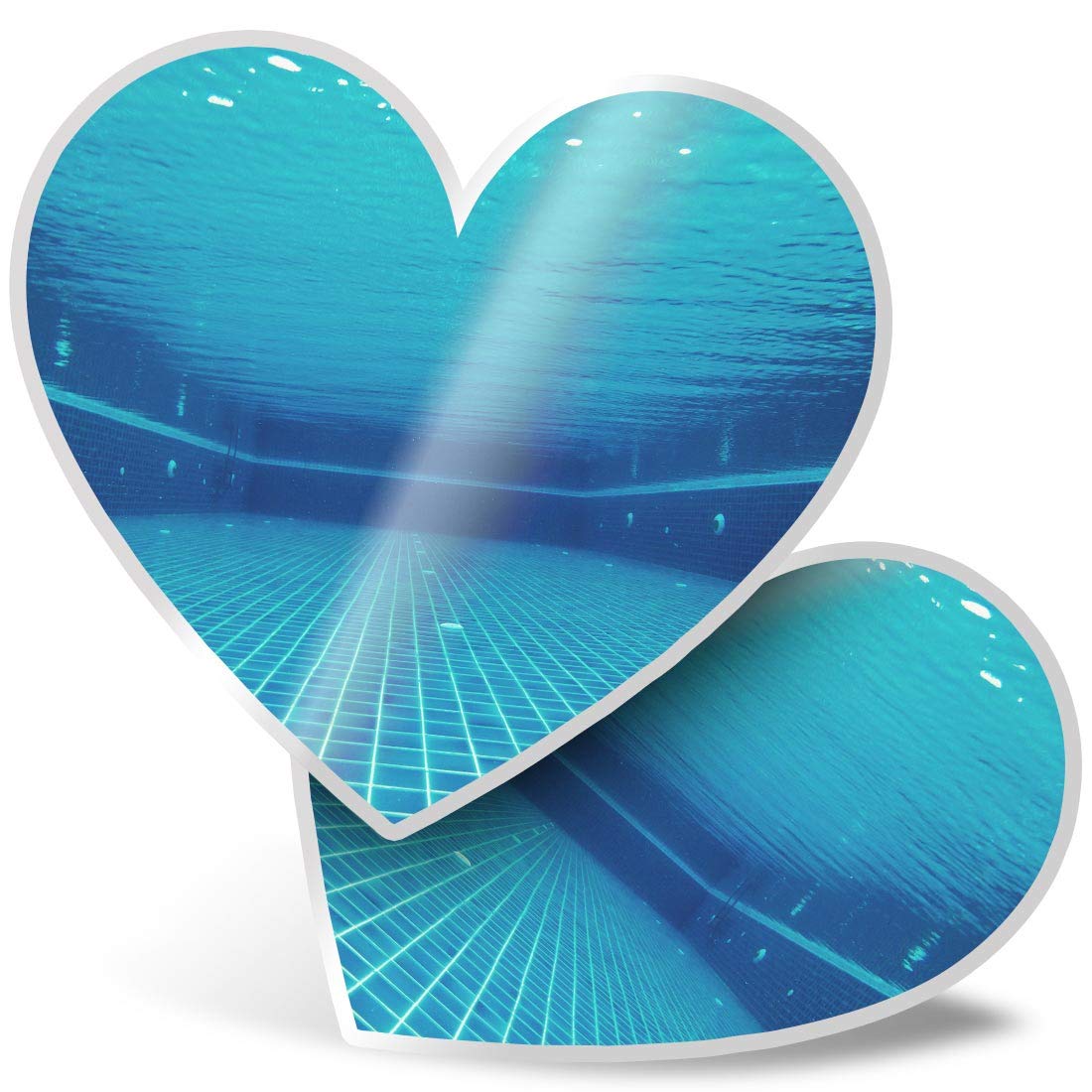 Destination Vinyl Ltd Multi 2 X 7.5Cm Heart Stickers - Swimming Pool Swimmer Olympics Swim Decals 24357