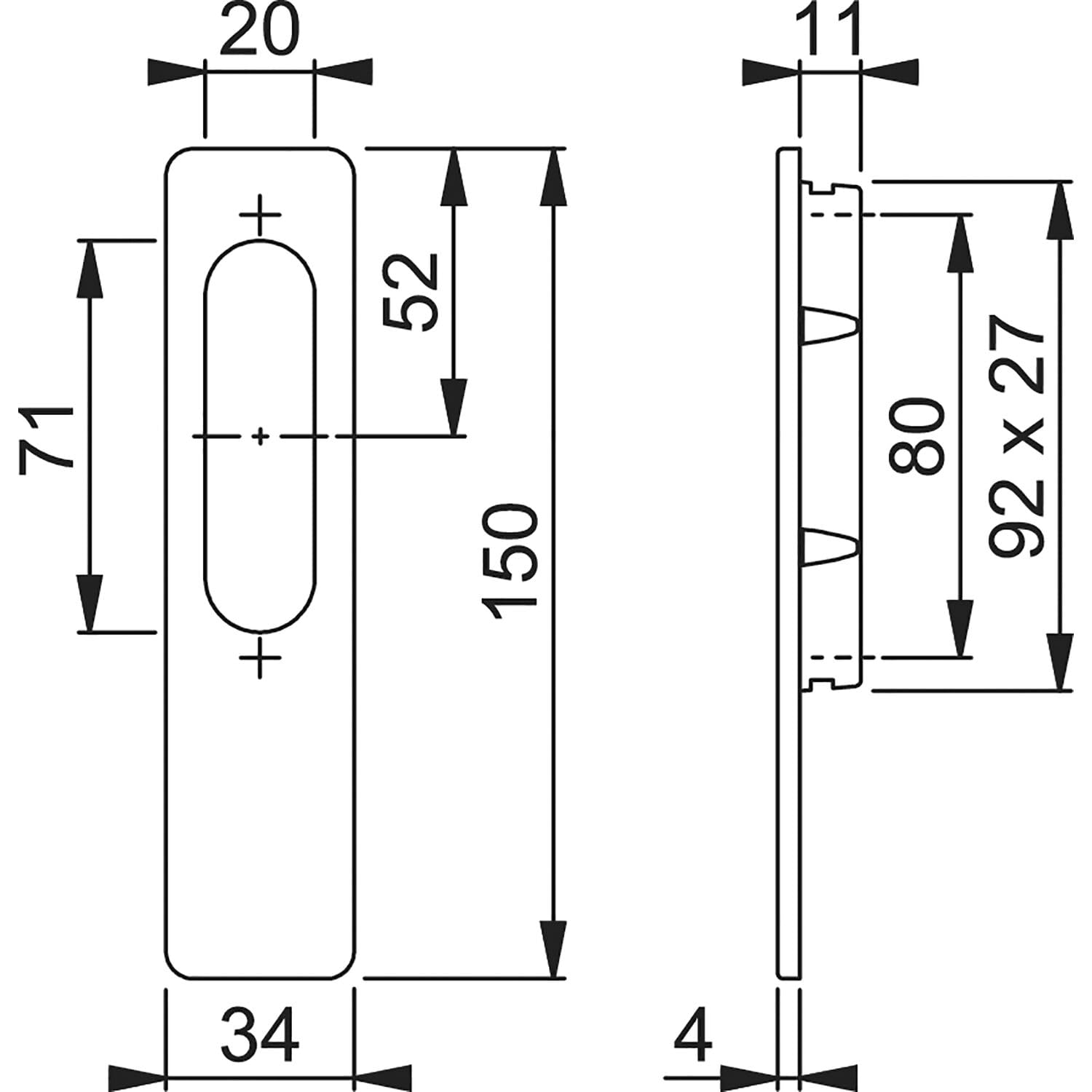 HOPPE 3866467 Omega Lifting Sliding Door Shell Outer Square 