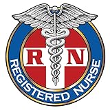 Registered Nurse Logo Decal - Blue & Red Circles with Caduceus Sticking Out of Top - Five Inch Tall Full Color Decal - For Indoor or Outdoor Use - Car, Truck, Laptop - RN Medical Sticker