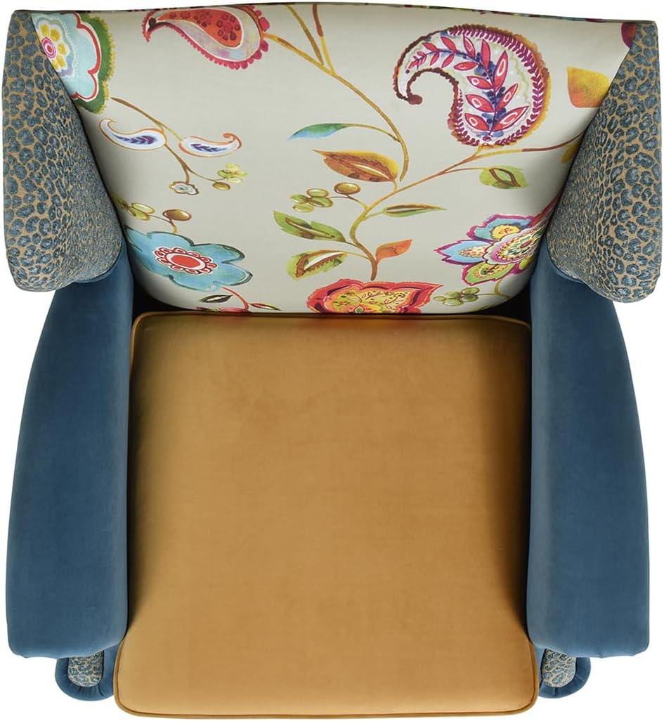 Jennifer Taylor Home Anya Eclectic Floral Patchwork Boho Chic Wingback Large Living Room Lounge Accent Arm Chair