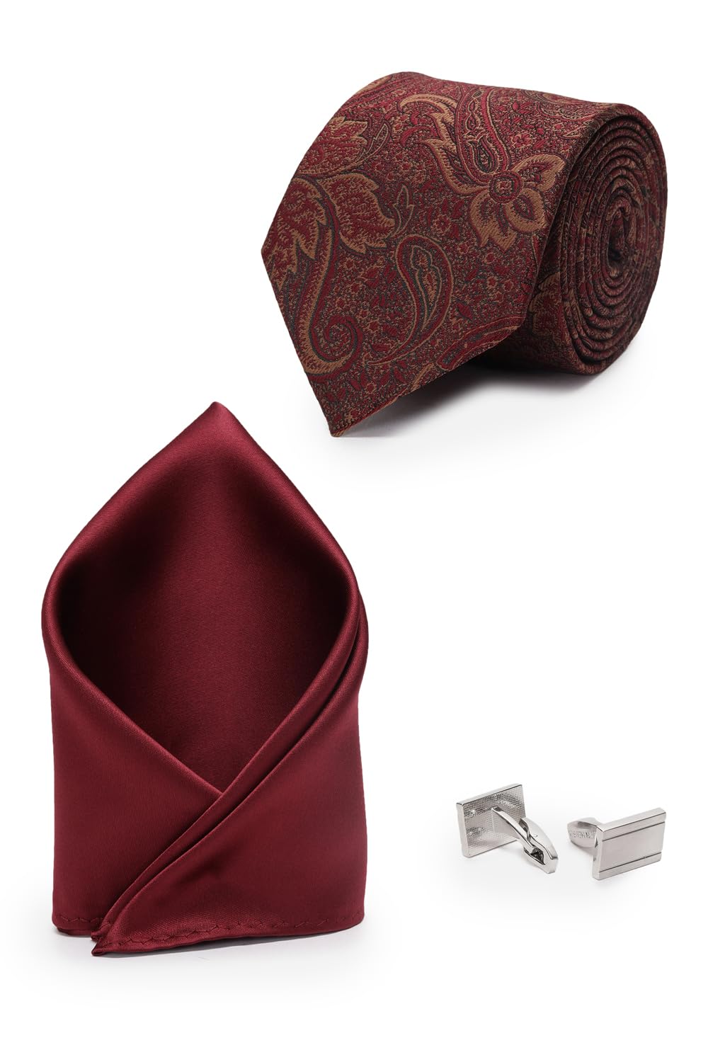 van heusen Men Maroon Party Tie Pocket Square And Cufflink-picture-41