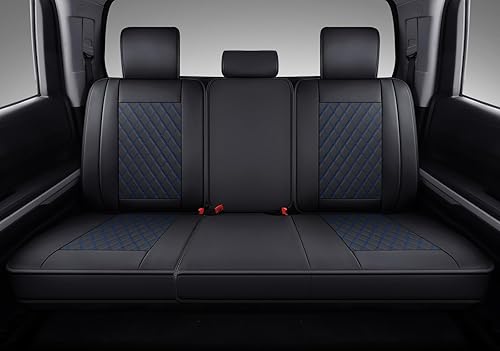 Vista 35 de Coverado Tundra - Juego completo de fundas de asiento de automóvil de cuero para camiones, fundas de asiento de automóvil, protector de ajuste Rojo