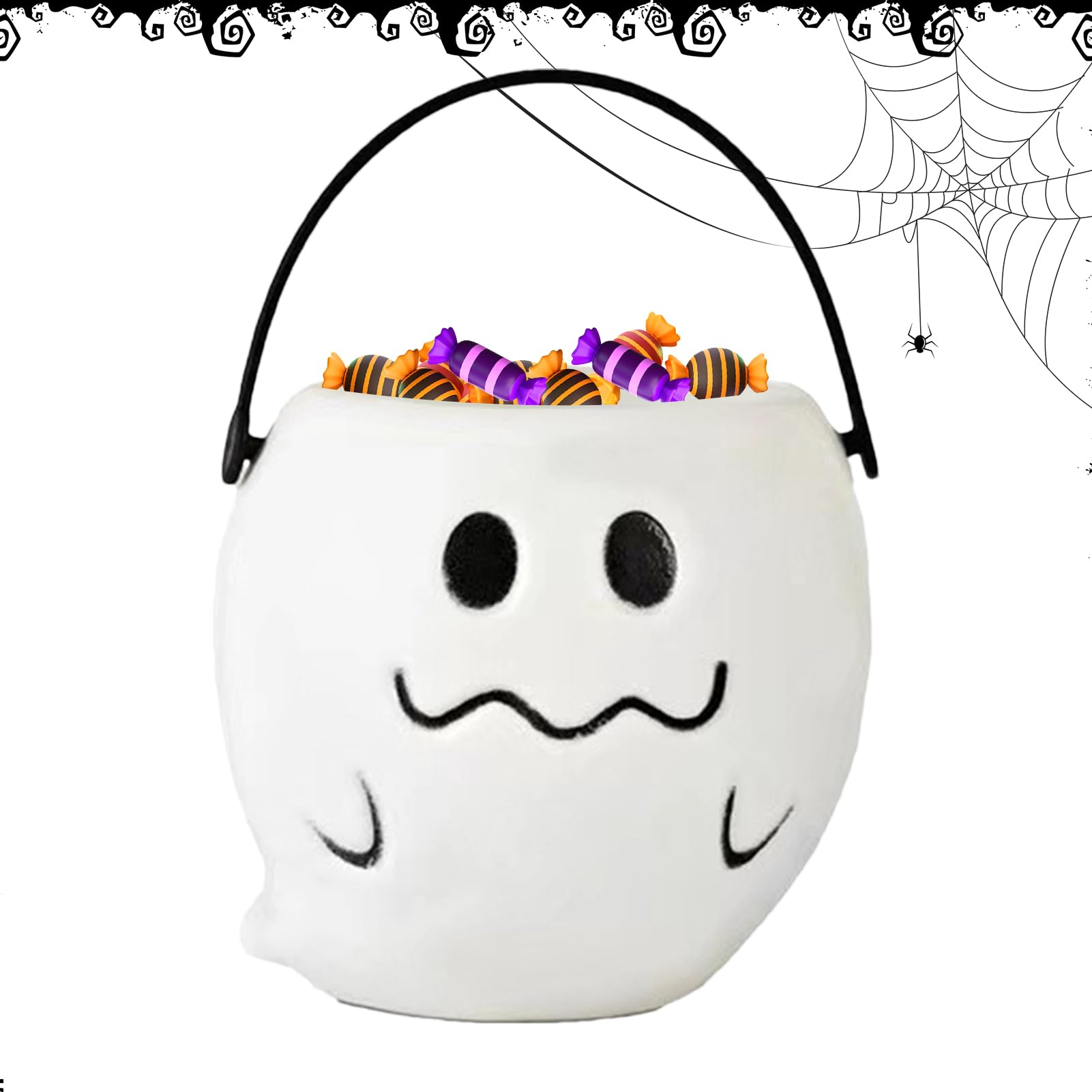 Cubo de dulces de Halloween, cubo de dulces de truco trato, cubo decorativo de dulces de Halloween, cubo de caramelo de calabaza, cubo grande de dulces de Halloween, olla de caramelo de calabaza