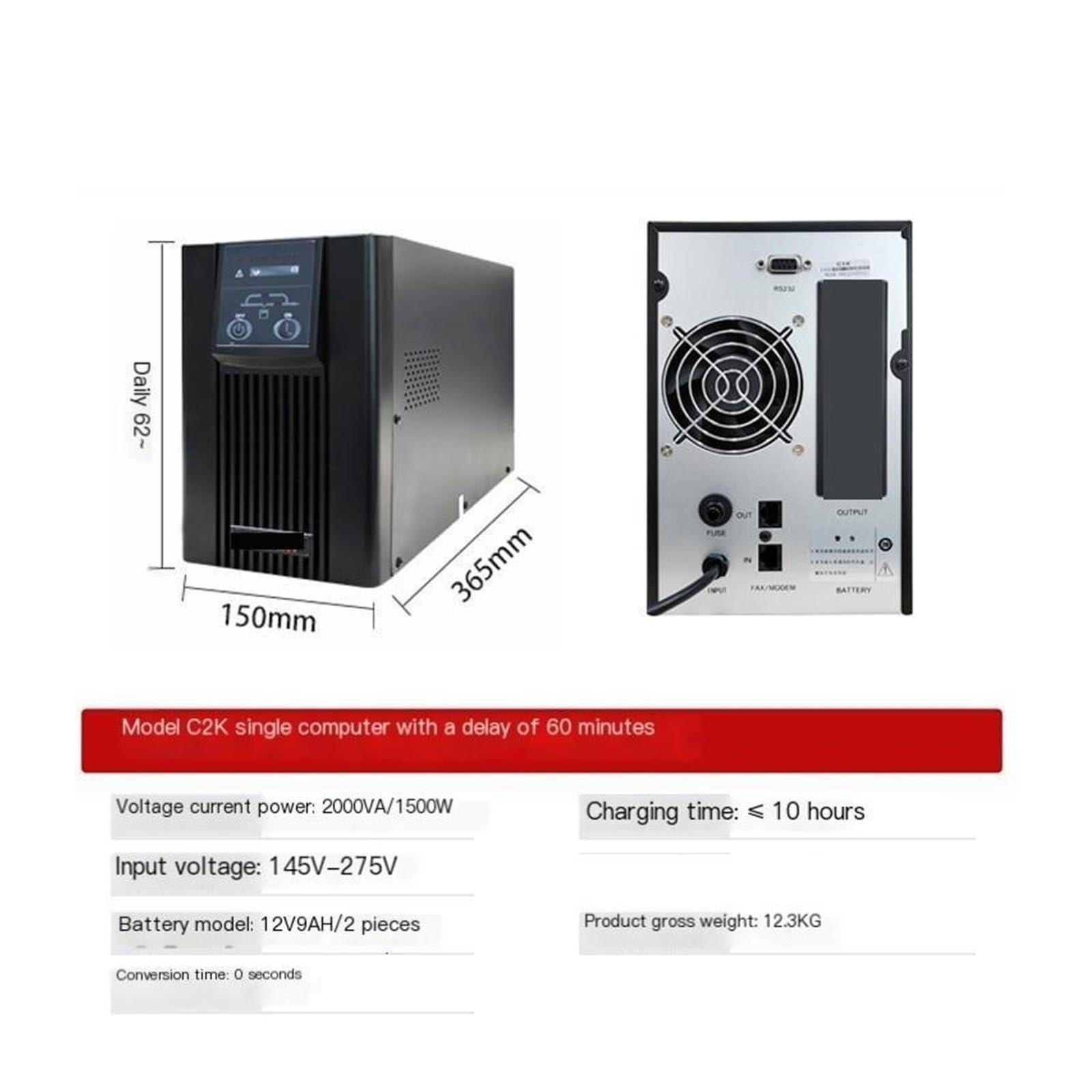 UPS online da 2000VA, gruppo di continuità C2K-1500W