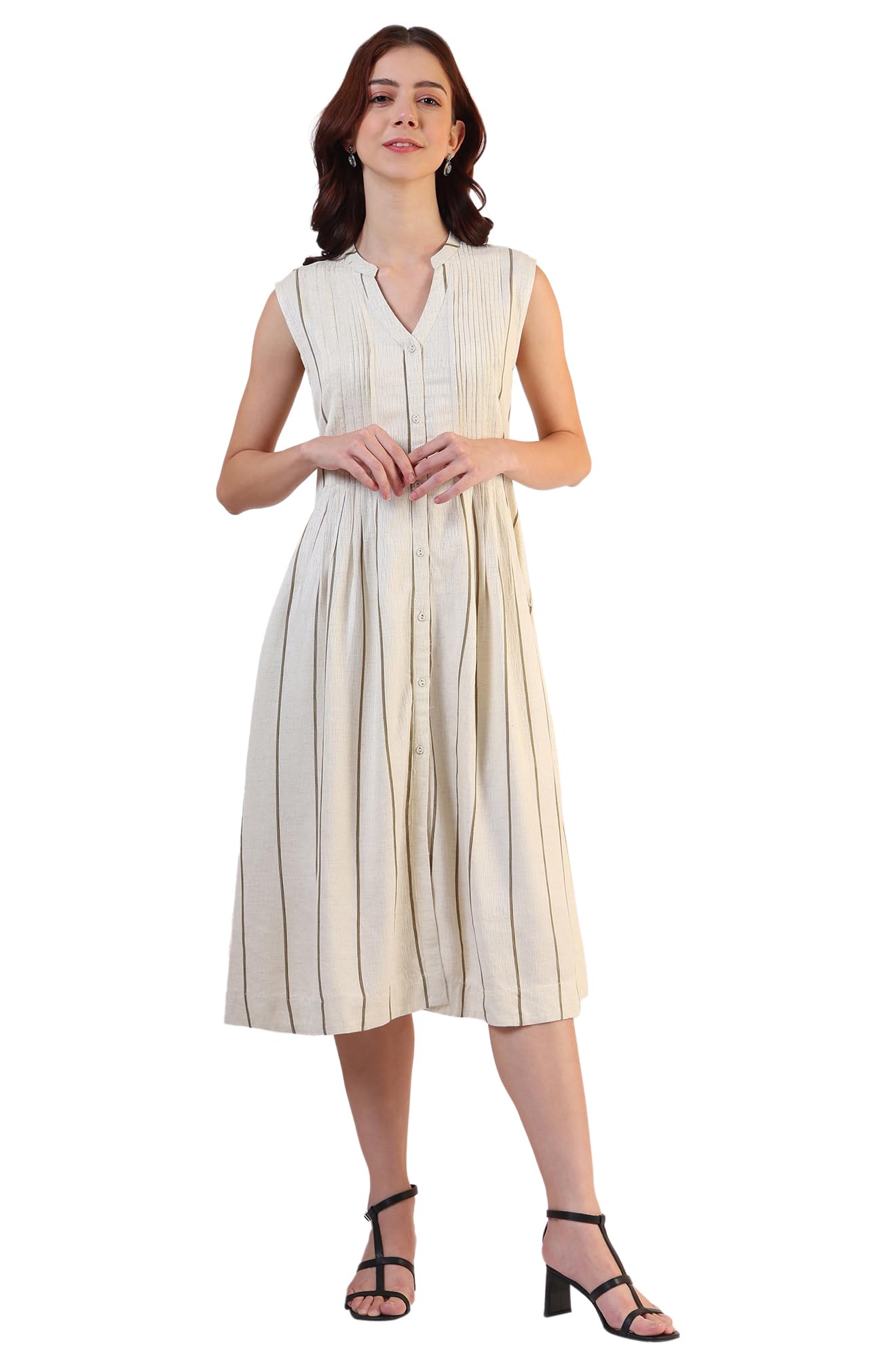w for woman Women's Cotton Blend Calf Length Dresses-picture-10
