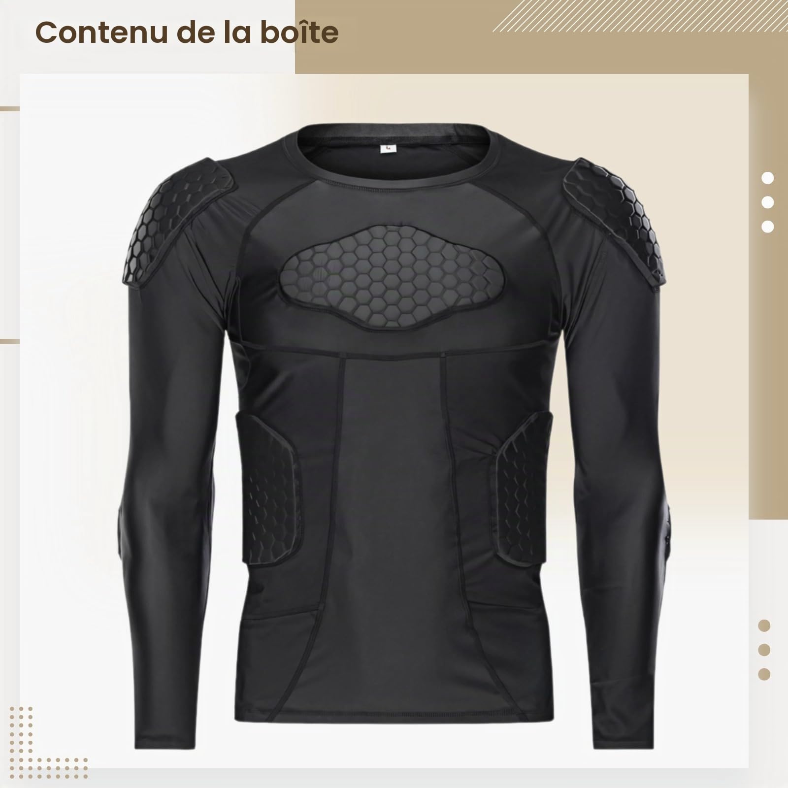 Chemise unisexe anti-collision à manches longues, armure corporelle rembourrée en nid d'abeille pour le sport, équipement de protection en EVA respirant pour le football, le basket-ball et plus encore