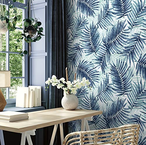 Image of Tommy Bahama - Peel and Stick Wallpaper, Tropical Wallpaper for Bedroom, Powder Room, Entryway, Vinyl, 30.75 Sq Ft Coverage (Escape Route Collection, Azure)