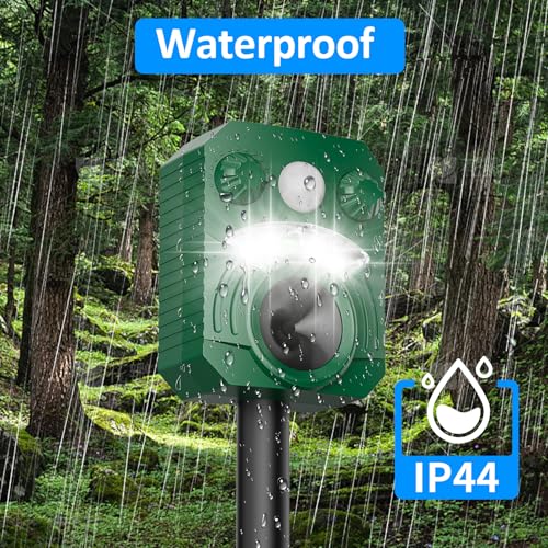 Image of Cat Repellent Outdoor Deer Repellent Device Dog Repeller Solar Animal Repellent Ultrasonic Squirrel Repeller Waterproof with Flashing Light Motion Activated Sensor 2 Pack (2 Pack Dark Green)