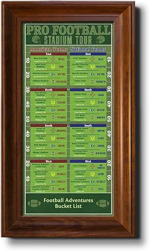 Vista 12 de Rastreador de lista de deseos de estadios de fútbol, marco negro, 13.5 pulgadas x 23.5 pulgadas, pin your football stadium visits – Lienzo