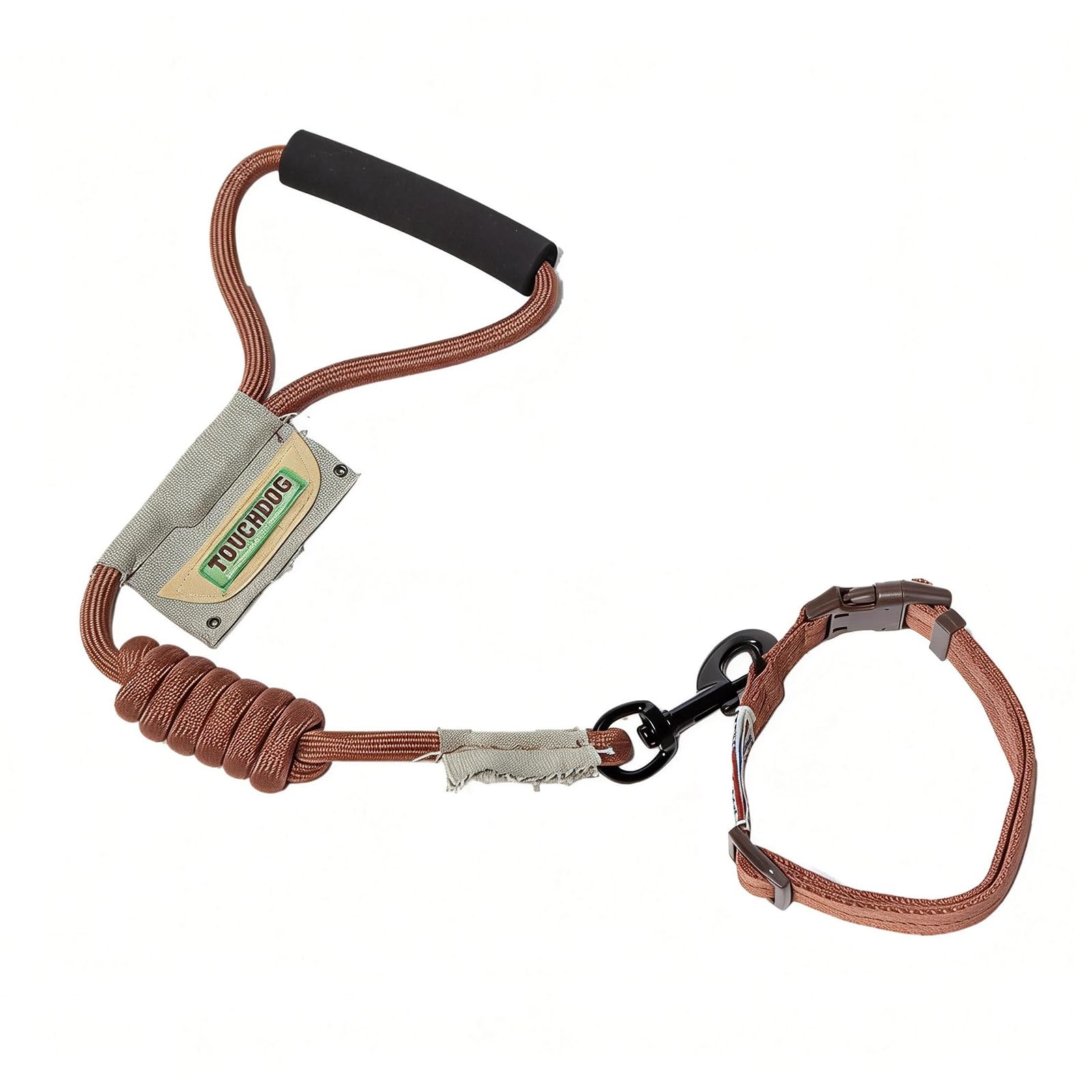 Touchdog Outdoor Reflective Dog Harness and Leash Set, No Pull Adjustable Nylon Dog Harness for Small Medium Dogs, Lightweight Breathable Training Walking Gear (Brown, L)