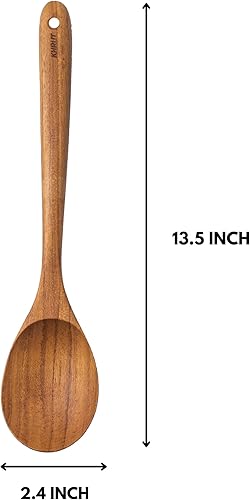 Miniatura 8 de KHRUT, Espátula de madera de teca, 13.5 pulgadas de largo, utensilios de madera de teca, espátula de madera, espátula plana de mango largo para