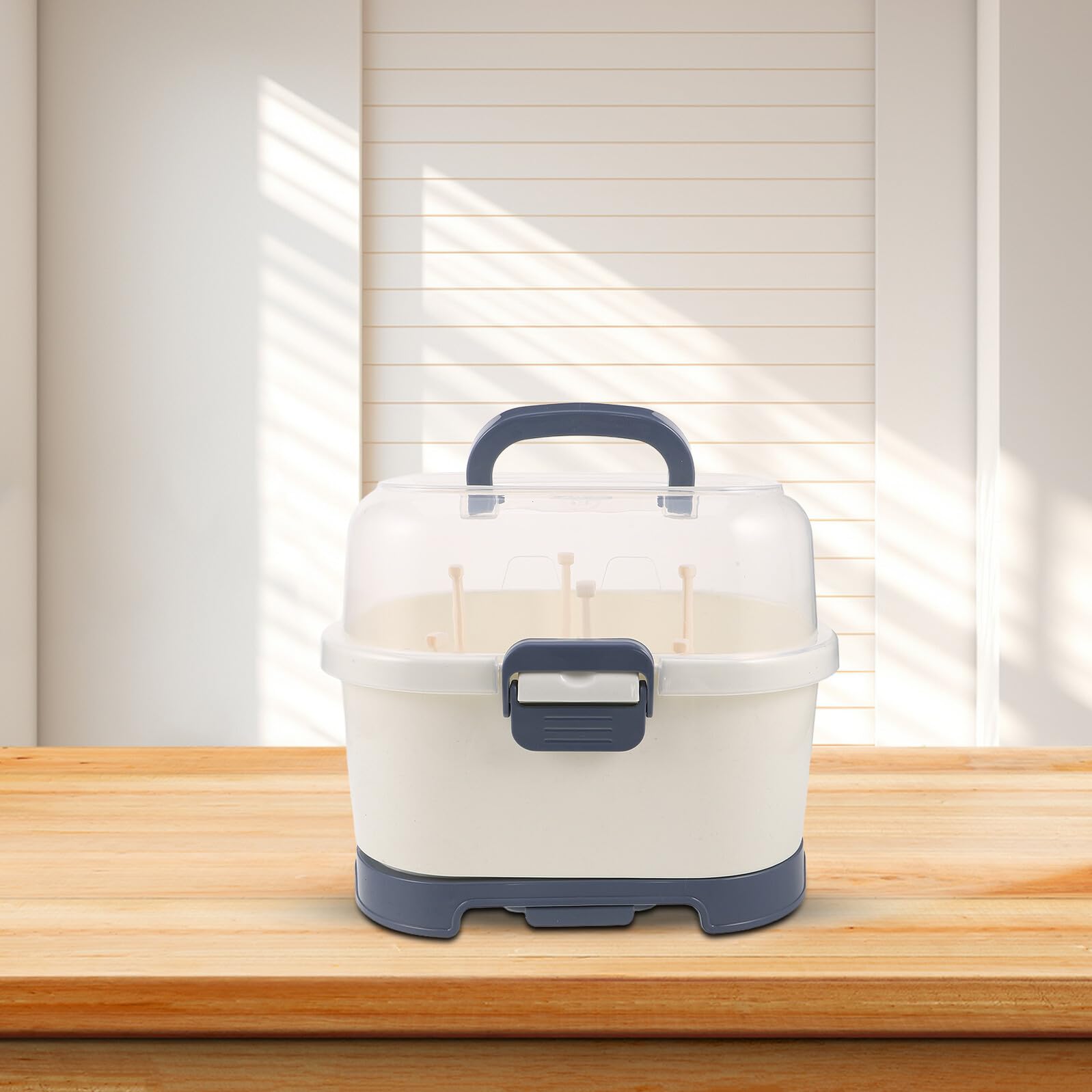 Tragbarer Flaschentrockner mit Abdeckung Staubdichte Aufbewahrungsbox für Babyflaschen 28X26X22cm Organizer für Stillzubehör Unterwegs Küche und Haushalt