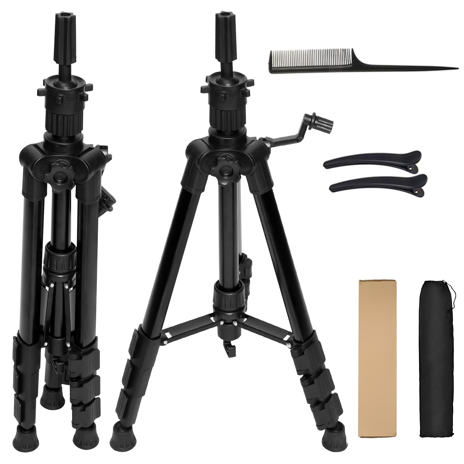 Neverland Beauty & Health Wig Stand, 47 Inches, Doll Head Stand with Non-Slip Base, Adjustable Practice Heads Stands for Mannequin Head with Hair Comb, Hair Clip