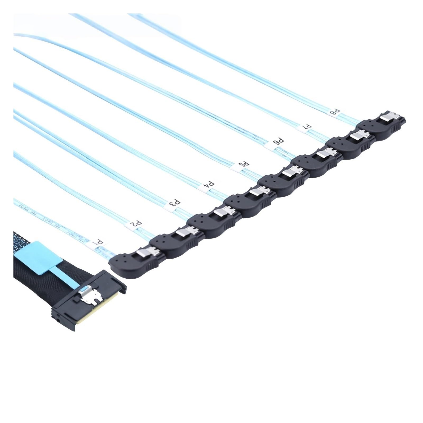 ZHANGLH MCIO 74P 8X 8I S*A*S SFF-8654 8i PCI-E Ultraport Slimline 5.0 a 8X SATA 7P Cable hembra en ángulo izquierdo