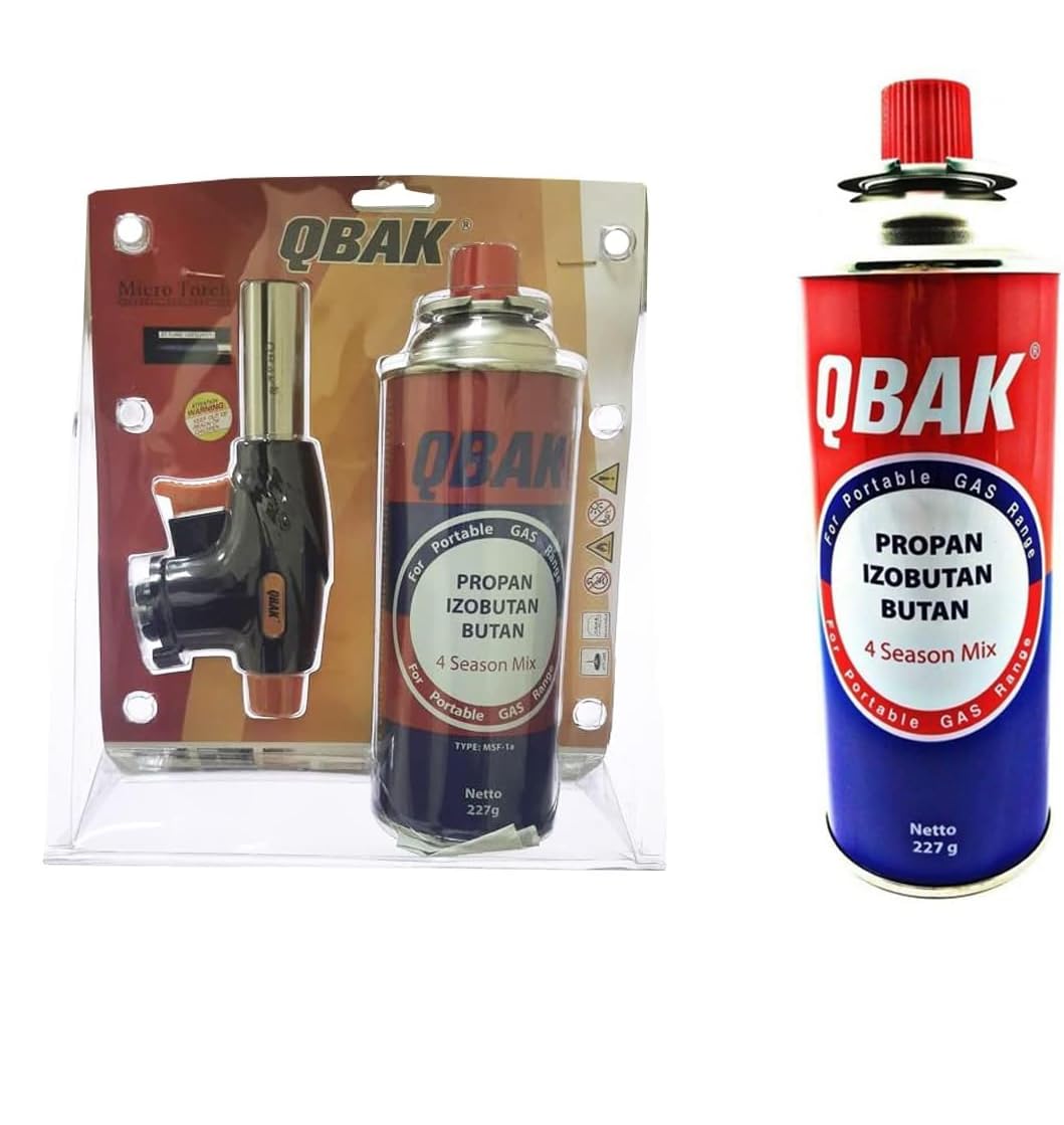 Pack Cabezal de Soplete + Cartucho de Gas 227g Soplete de Cocina Profesional con Llama Ajustable, para Flambeado, postres