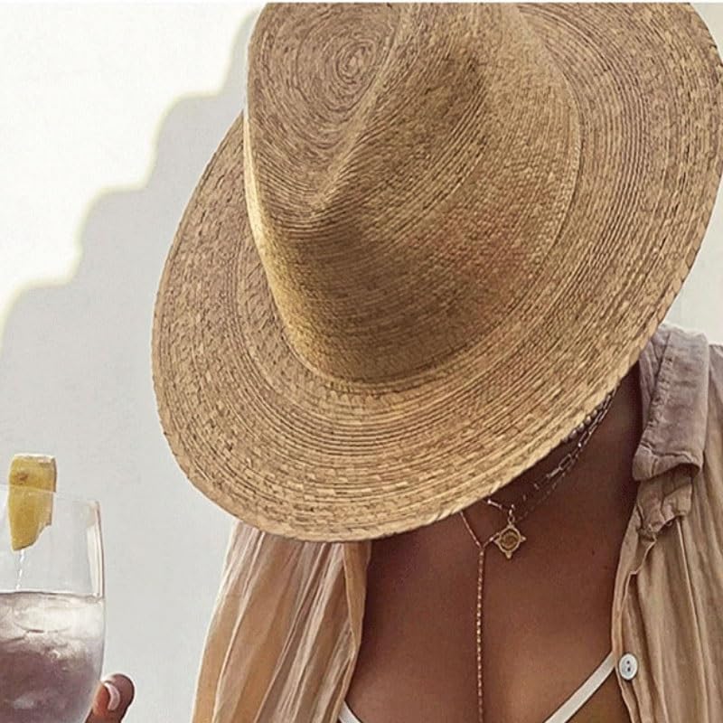 Kui Leaf Grass Woven Panama Hat for Men Women Retro Sun Protection Jazz