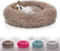 Caminha Nuvem CAMA Pet Redonda PELUCIA Para Cachorros E Gatos DONUT FILHOTES TODA ACOLCHOADA BORDAS ELEVADAS FUNDO ANTIDERRAPANTE Tamanho M CASA CASINHA NINHO (MARROM)