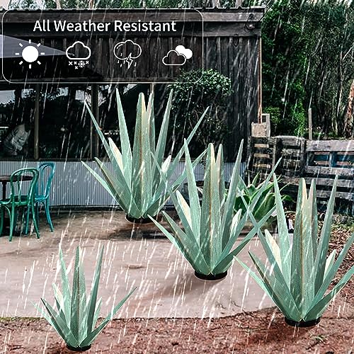 Image of KODIBO 24 inch Metal Agave Plant Outdoor Decor, Large Yard Statue, Mint Green